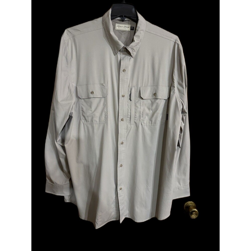 NWT Field & Stream 2xlt Men's Long Sleeve Button-Down Lt. Grey Outdoorsman Shirt